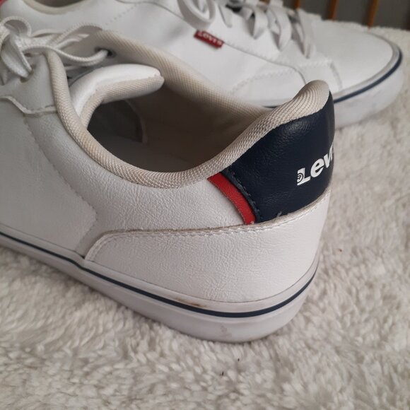 LEVIS SHOES WHITE LEATHER SNEAKERS CASUAL LACE UP LOW TOP-MENS SIZE 12 - Picture 3 of 7